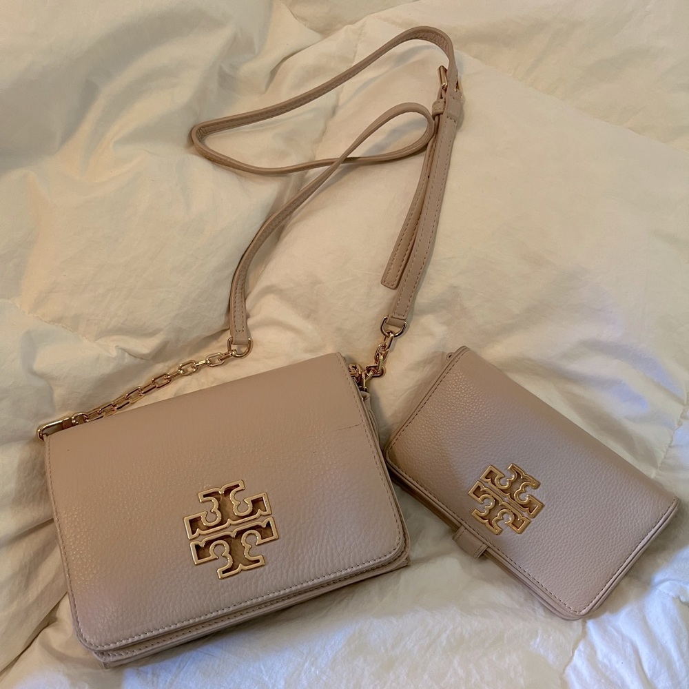 Tory Burch leather cross body/shoulder bag AND matching wallet